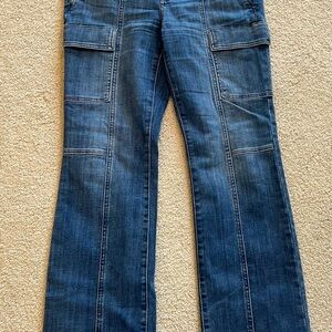 White House Black Market Dark Blue Trouser Boot Jeans with Cargo Pockets